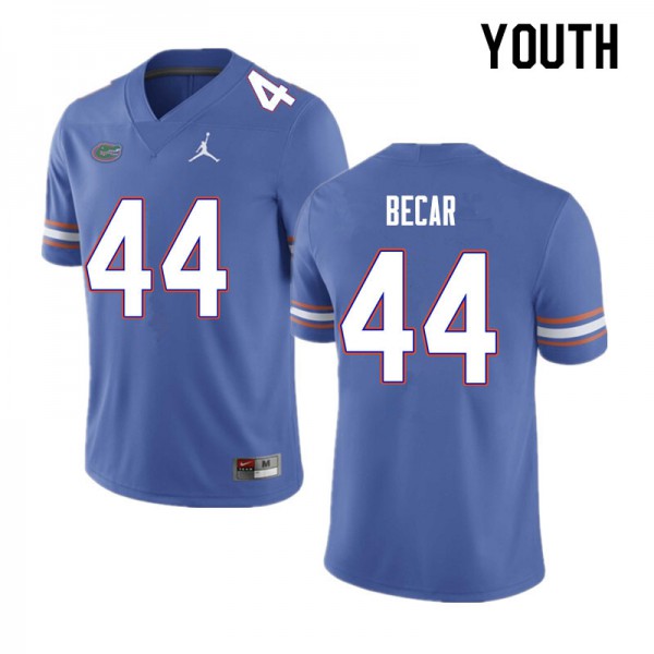 Youth #44 Brandon Becar Florida Gators College Football Jerseys Blue